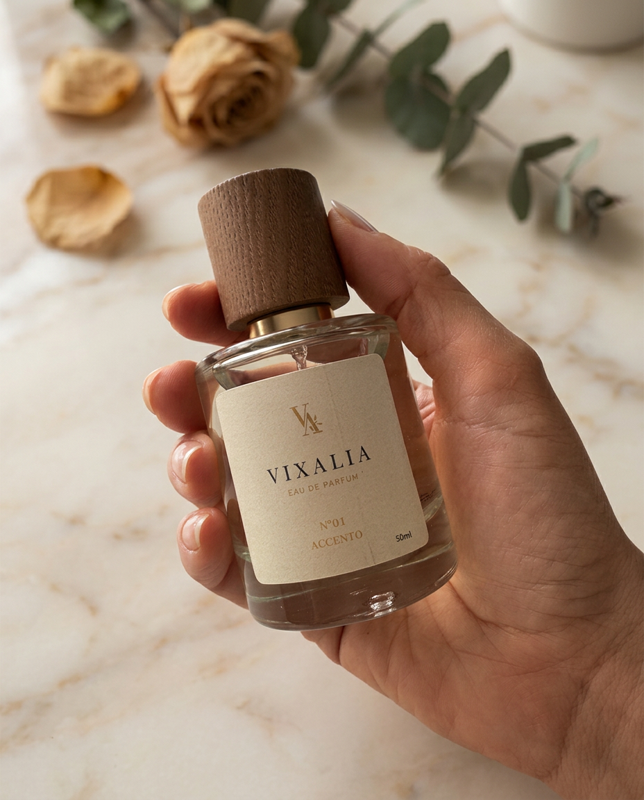 ACCENTO Nº01 – Perfume Floral Almizclado. Fragancia unisex elegante, limpia y luminosa.