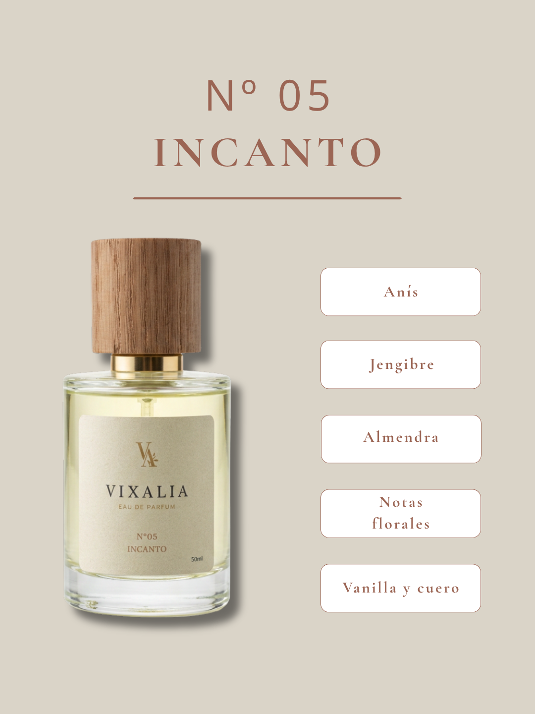 INCANTO Nº5 - Perfume unisex cálido y magnético. Azafrán, ámbar gris y maderas.